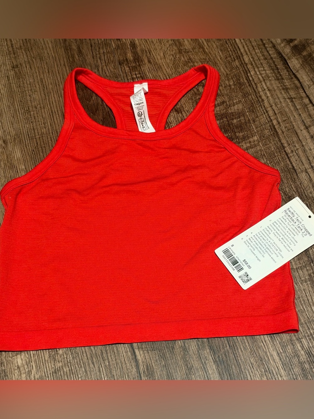 Lululemon Swiftly Tech Cropped Racerback Tank 2.0 - Hot Heat
